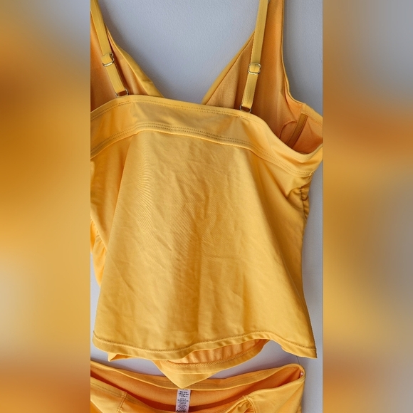 George Swimwear Tankini Set Top Padded high waist bottom Ruched Dark Yellow L - Picture 2 of 8